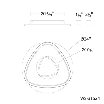 dweLED Mandala 1 Light 22" Wall Sconce/3500K, Black Chrome