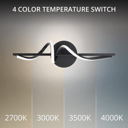 dweLED Corkscrew 1Lt 22" Bath Vanity/Wall Light/3000K, BK/WH