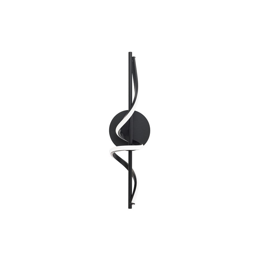 dweLED Corkscrew 1Lt 22" Bath Vanity/Wall Light/3500K, BK/WH - WS-39422-35-BK