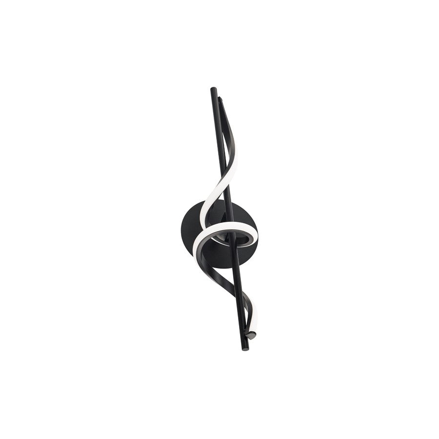 dweLED Corkscrew 1Lt 22" Bath Vanity/Wall Light/3500K, BK/WH