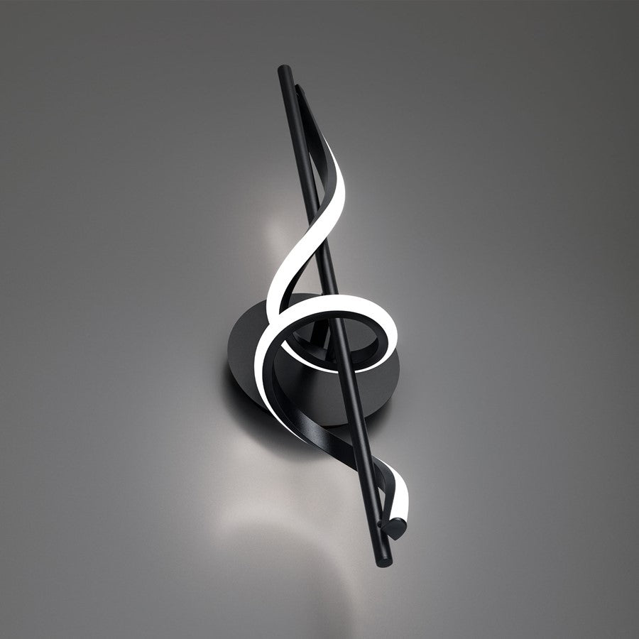 dweLED Corkscrew 1Lt 22" Bath Vanity/Wall Light/4000K, BK/WH