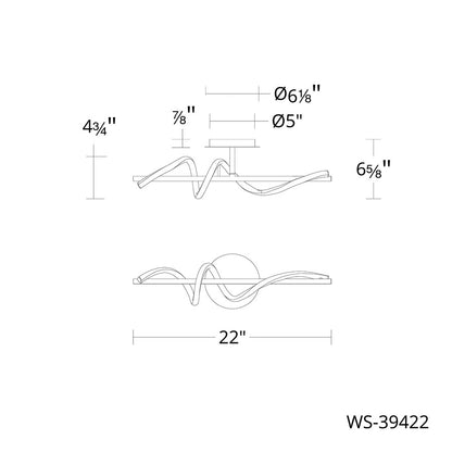 dweLED Corkscrew 1Lt 22" Bath Vanity/Wall Light/4000K, BK/WH