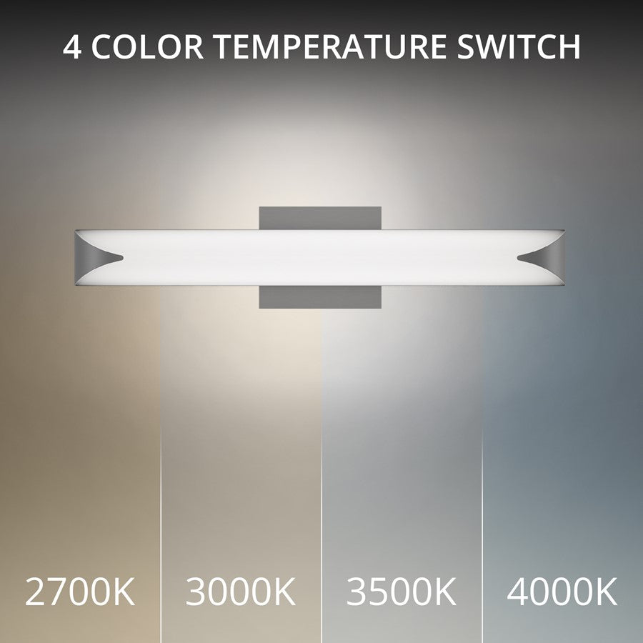 dweLED Straitaway 1Lt 24" Bath Vanity/Wall/4000K, Nickel/White