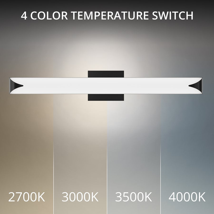 dweLED Straitaway 1Lt 32" Bath Vanity/Wall Light/2700K, BK/WH