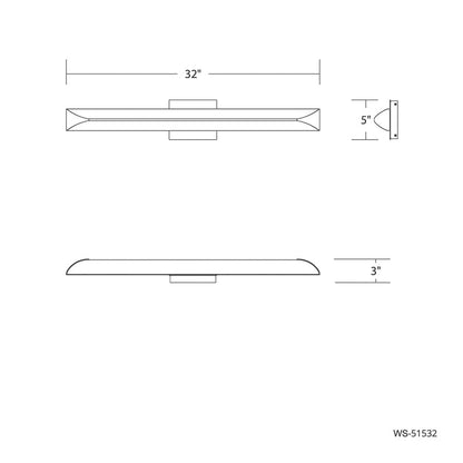 dweLED Straitaway 1Lt 32" Bath Vanity/Wall Light/2700K, BK/WH