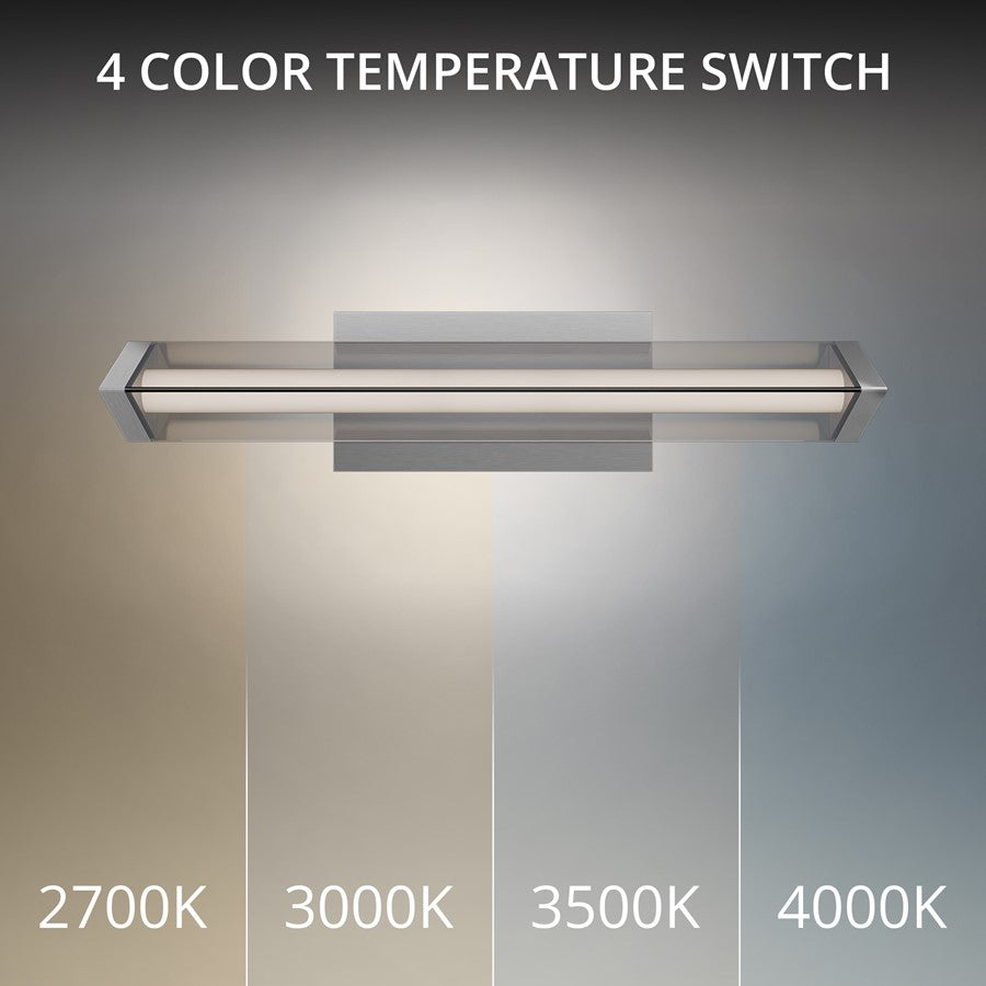 dweLED Boulevard 1Lt 18" Bath Vanity/Wall/3500K, Nickel/White