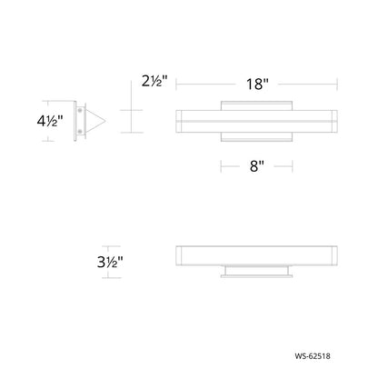 dweLED Boulevard 1Lt 18" Bath Vanity/Wall/4000K, Brass/White