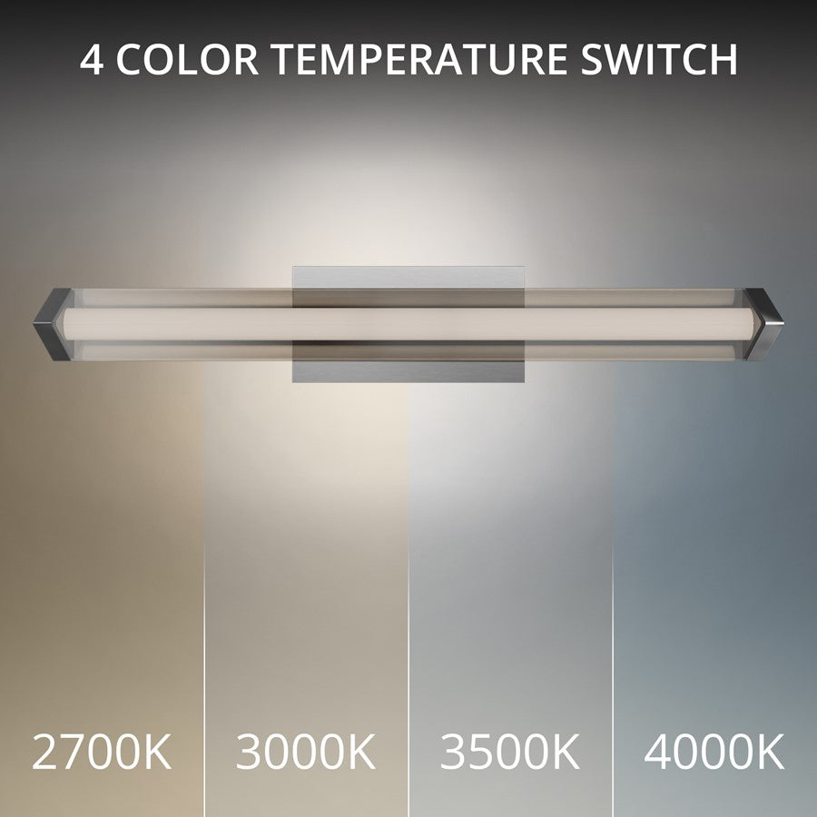 dweLED Boulevard 1Lt 24" Bath Vanity/Wall/2700K, Nickel/White