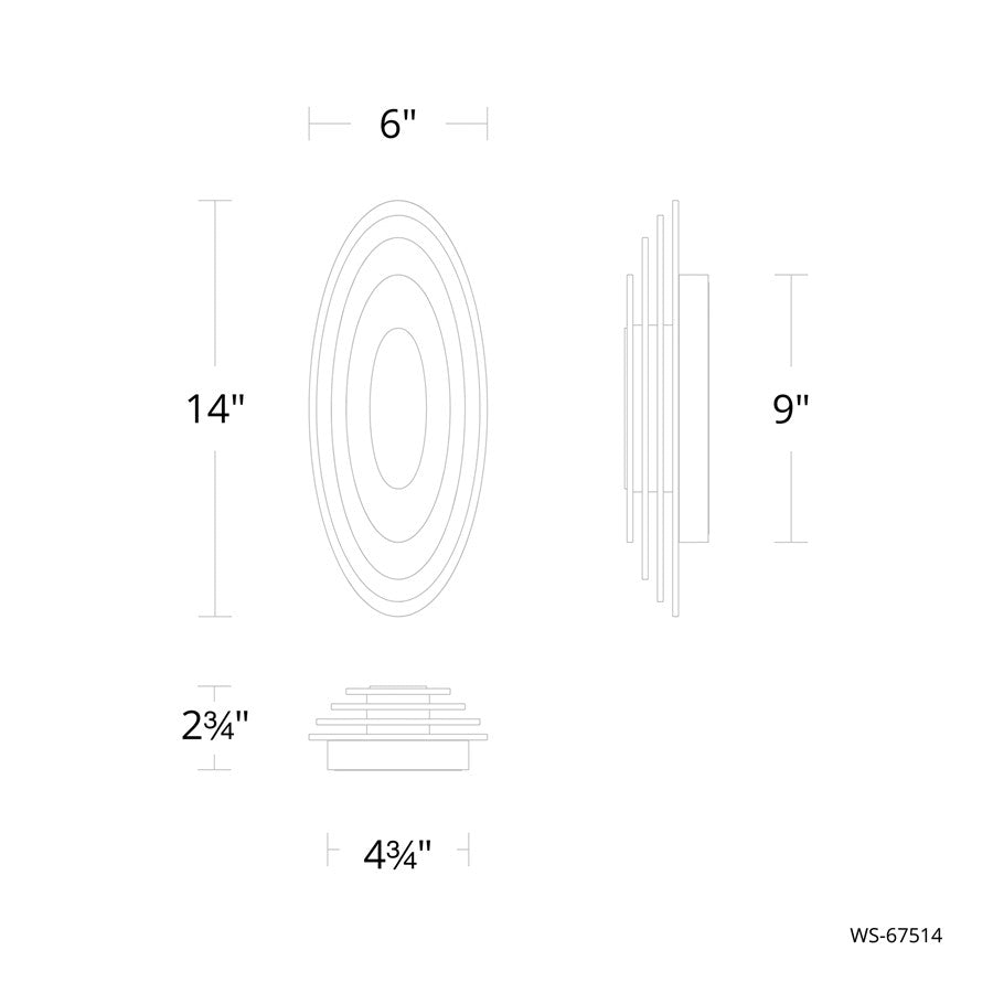 dweLED Orbix 1 Light 6" Wall Sconce/2700K, Black/Clear/Etched