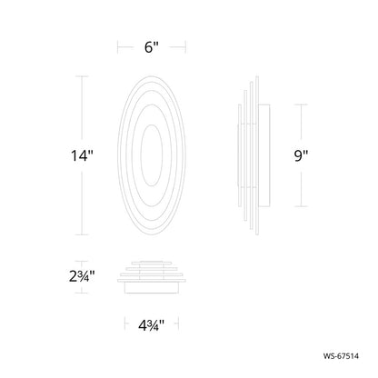 dweLED Orbix 1 Light 6" Wall Sconce/4000K, Black/Clear/Etched