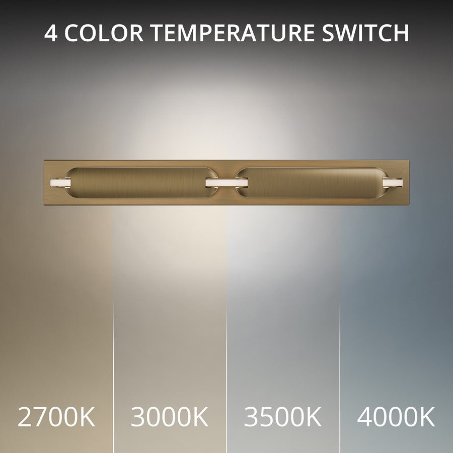 dweLED Spectacle 1Lt 24" Bath Vanity/Wall/4000K, Brass/White