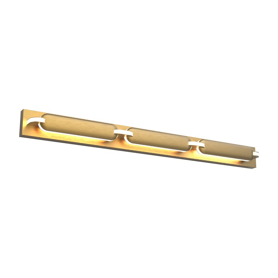 dweLED Spectacle 1Lt 34" Bath Vanity/Wall/3500K, Brass/White - WS-71534-35-AB