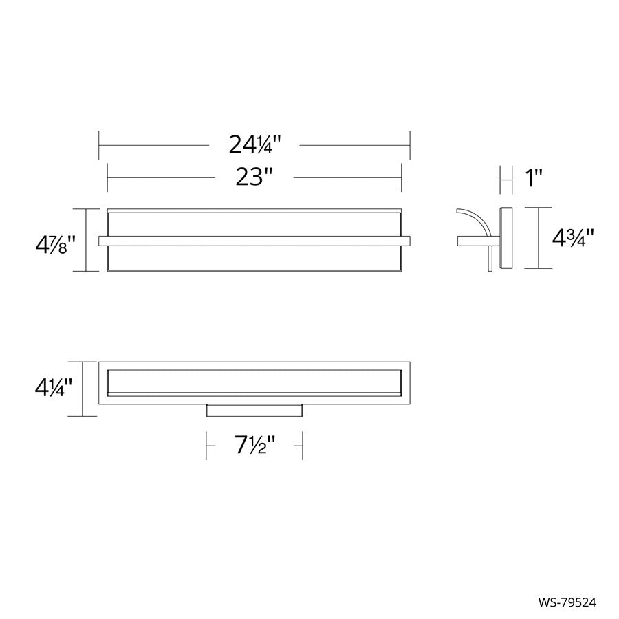 dweLED Shard 1Lt 24" Bath Vanity & Wall Light/3000K, Nickel