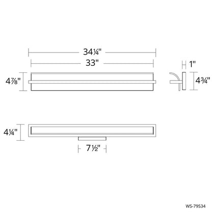 dweLED Shard 1 Light 34" Bath Vanity & Wall Light/4000K, Black