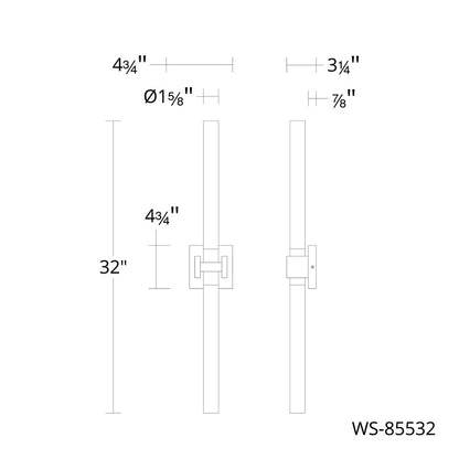 dweLED Ripple 1Lt 32" Bath Vanity & Wall Light/2700K, Brass