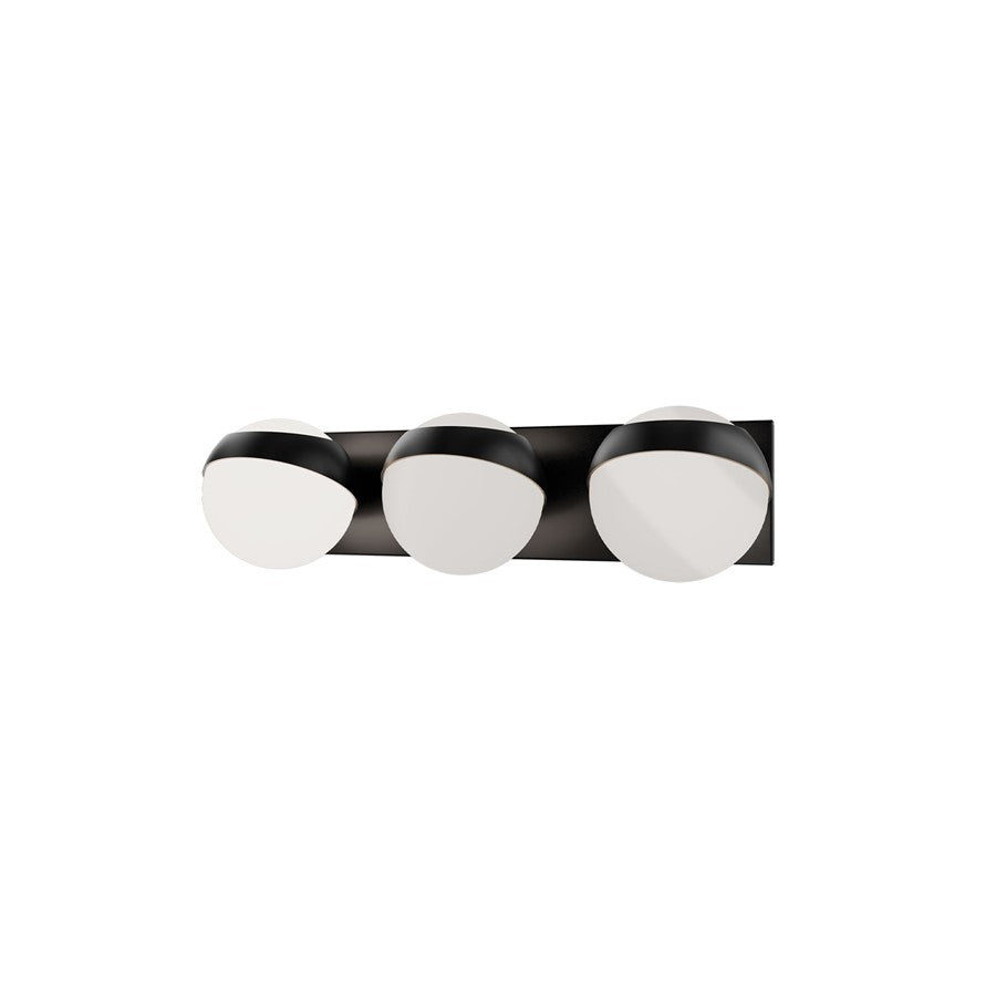 dweLED Tripoli 3Lt 20" Bath Vanity/Wall Light/2700K, Black/Opal - WS-87520-27-BK