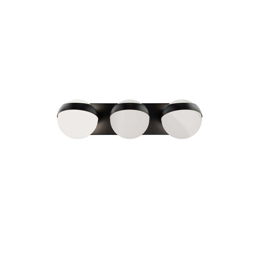 dweLED Tripoli 3Lt 20" Bath Vanity/Wall Light/3000K, Black/Opal