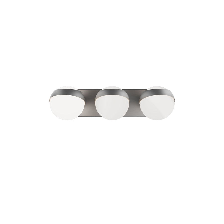 dweLED Tripoli 3Lt 20" Bath Vanity/Wall/3000K, Nickel/Opal