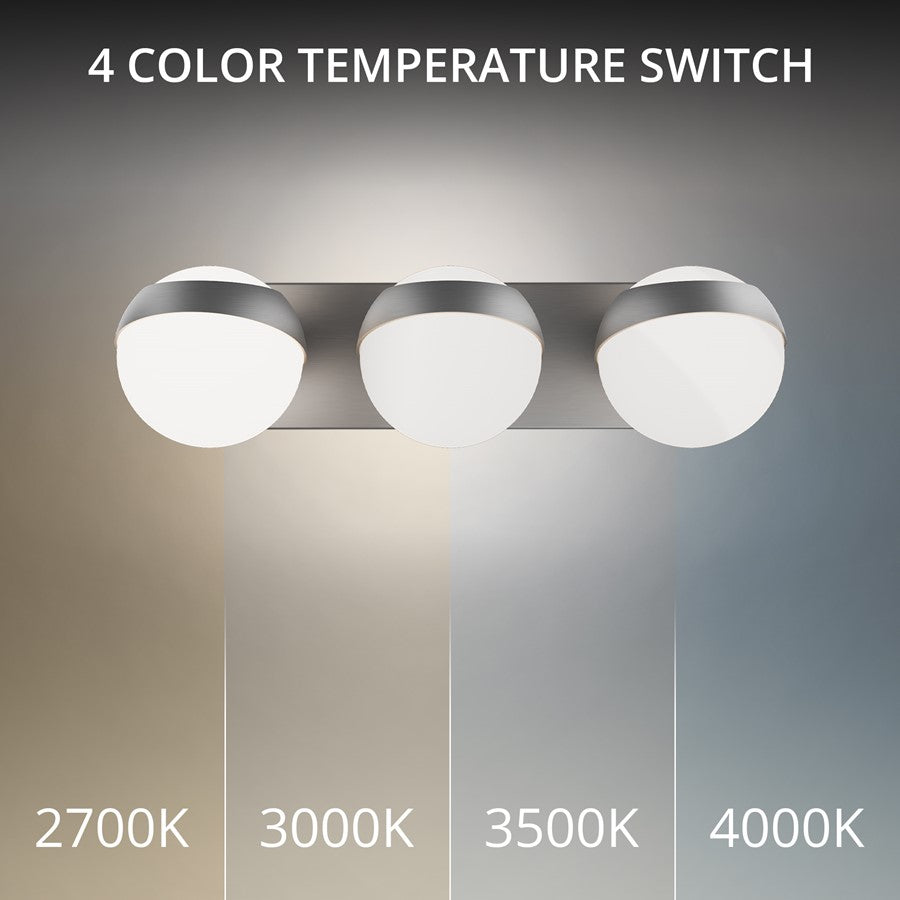 dweLED Tripoli 3Lt 20" Bath Vanity/Wall/3500K, Nickel/Opal