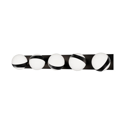 dweLED Tripoli 5Lt 33" Bath Vanity/Wall Light/2700K, Black/Opal - WS-87533-27-BK