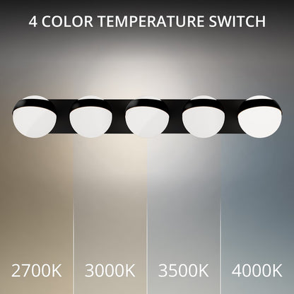 dweLED Tripoli 5Lt 33" Bath Vanity/Wall Light/3000K, Black/Opal