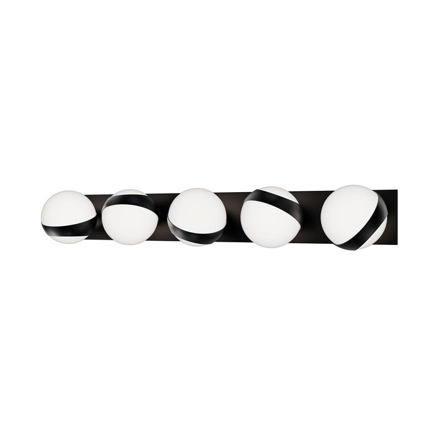 dweLED Tripoli 5Lt 33" Bath Vanity/Wall Light/3500K, Black/Opal - WS-87533-35-BK