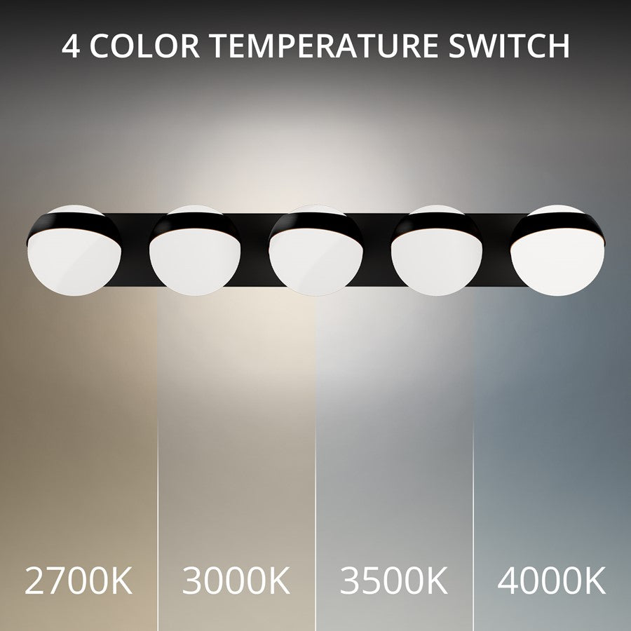 dweLED Tripoli 5Lt 33" Bath Vanity/Wall Light/4000K, Black/Opal