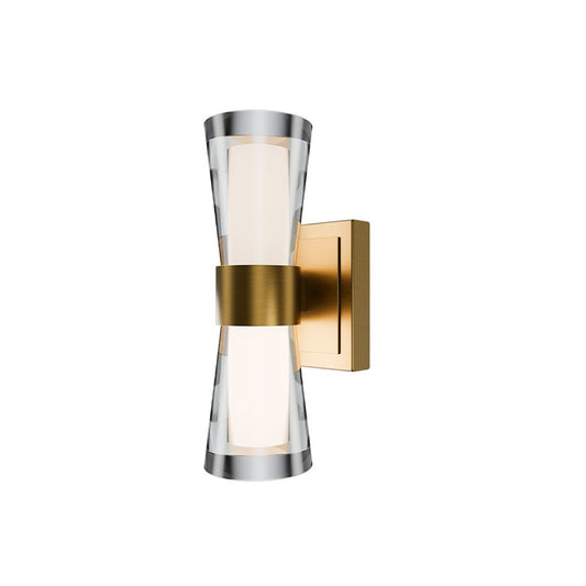 dweLED Hourglass 1Lt 10" Wall Sconce/2700K, Brass/Clear/Etched - WS-91510-27-AB
