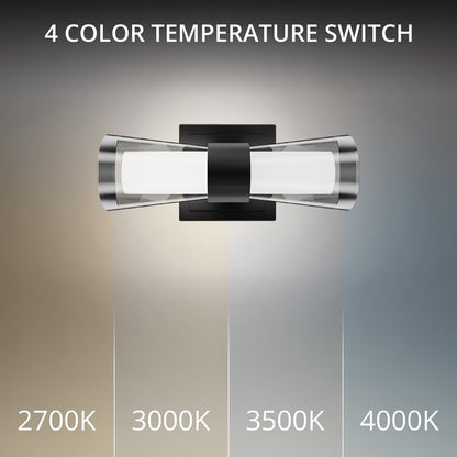 dweLED Hourglass 1Lt 10" Wall Sconce/2700K, Black/Clear/Etched