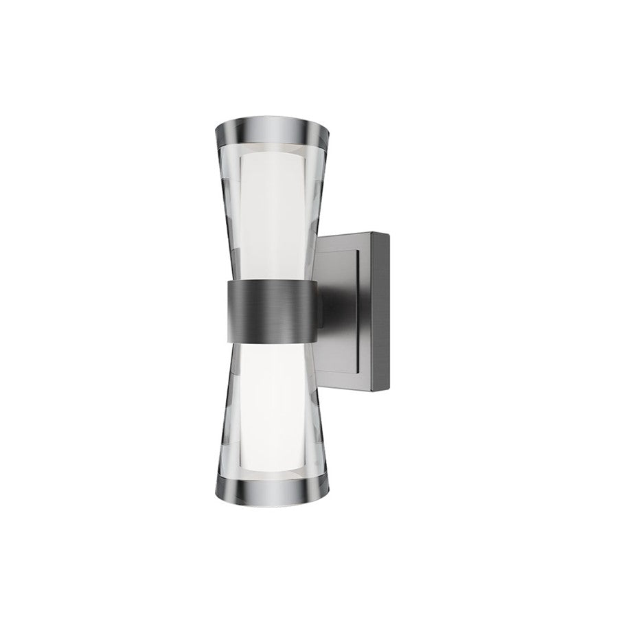 dweLED Hourglass 1Lt 10" Wall Sconce/3500K, Nickel/Clear/Etched - WS-91510-35-BN