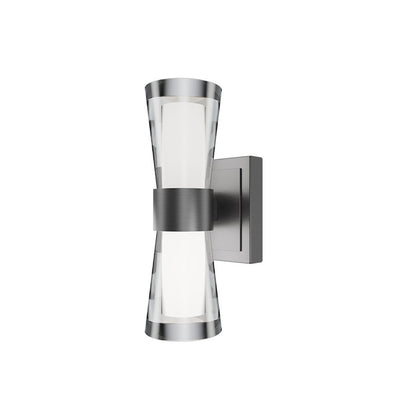 dweLED Hourglass 1Lt 10" Wall Sconce/3500K, Nickel/Clear/Etched - WS-91510-35-BN