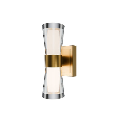 dweLED Hourglass 1Lt 10" Wall Sconce/4000K, Brass/Clear/Etched - WS-91510-40-AB