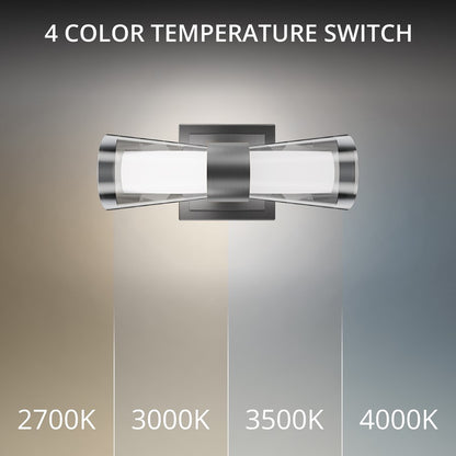 dweLED Hourglass 1Lt 10" Wall Sconce/4000K, Nickel/Clear/Etched