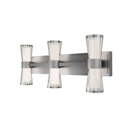 dweLED Hourglass 3Lt 24" Bath Vanity/Wall/2700K, Nickel/Etch - WS-91524-27-BN