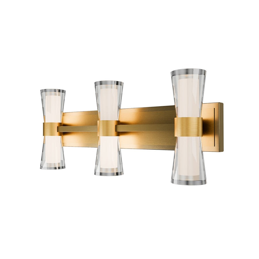 dweLED Hourglass 3Lt 24" Bath Vanity/Wall/3000K, Brass/Etch - WS-91524-30-AB