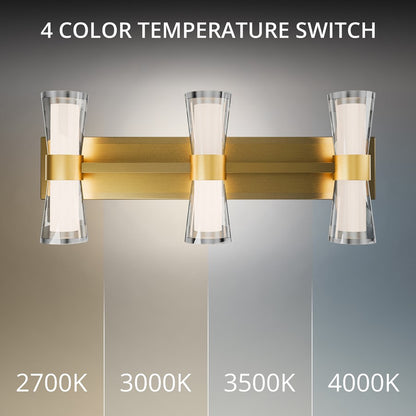 dweLED Hourglass 3Lt 24" Bath Vanity/Wall/3500K, Brass/Etch