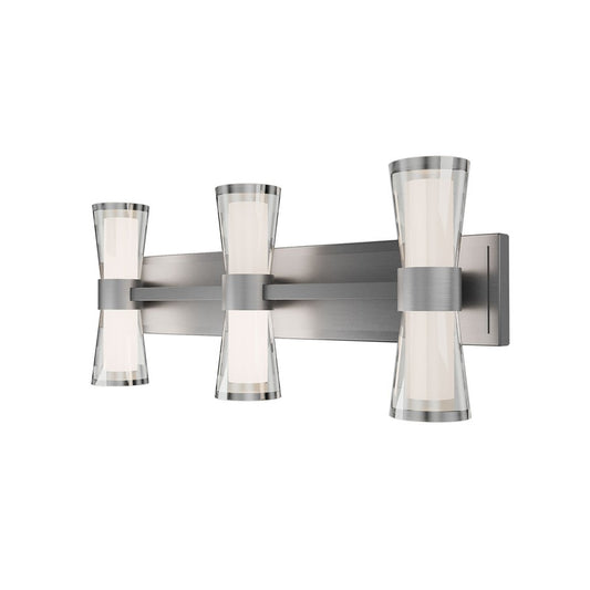dweLED Hourglass 3Lt 24" Bath Vanity/Wall/3500K, Nickel/Etch - WS-91524-35-BN