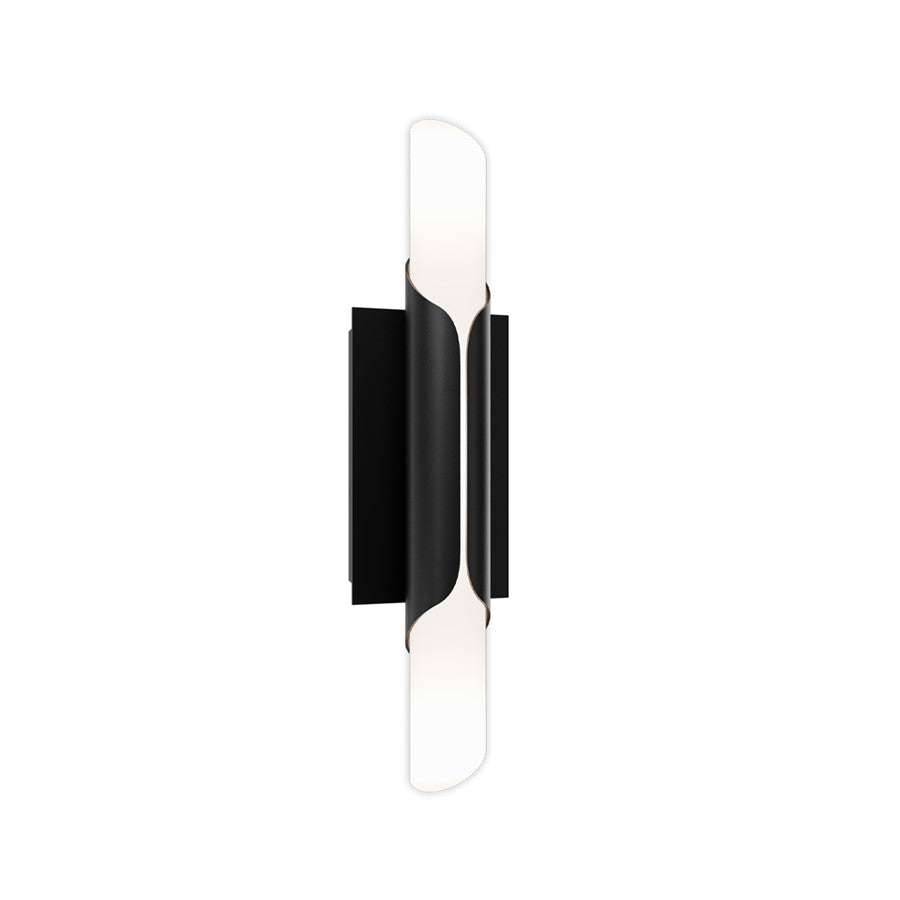dweLED Wrappe 1 Light 18" Wall Sconce/3000K, Black/Clear/Etched - WS-95518-30-BK