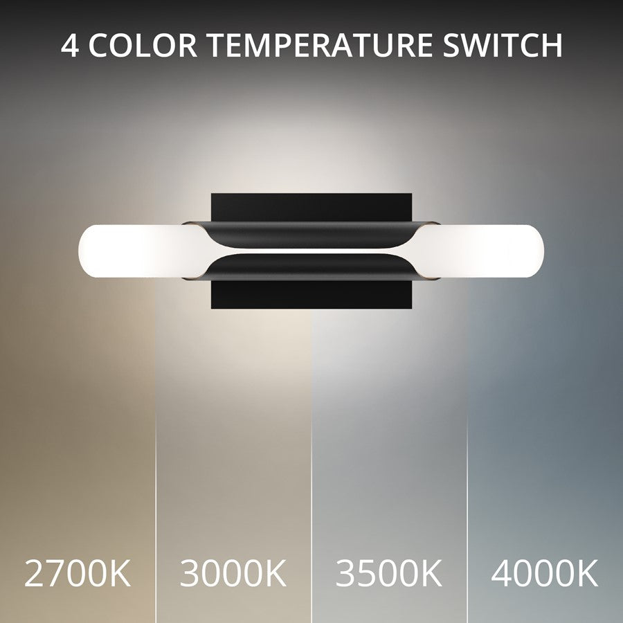 dweLED Wrappe 1 Light 18" Wall Sconce/3000K, Black/Clear/Etched