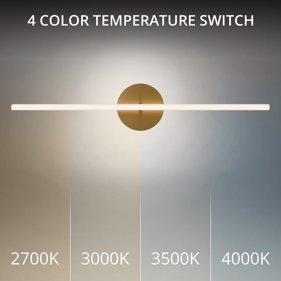 dweLED Lanky 1Lt 28" Bath Vanity/Wall/4000K, Brass/Clear/Etch