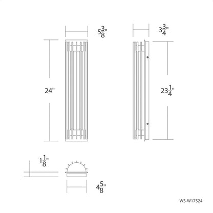 dweLED Moline 1Lt 24" Outdoor Wall Light/3000K, BK/WH Opaque
