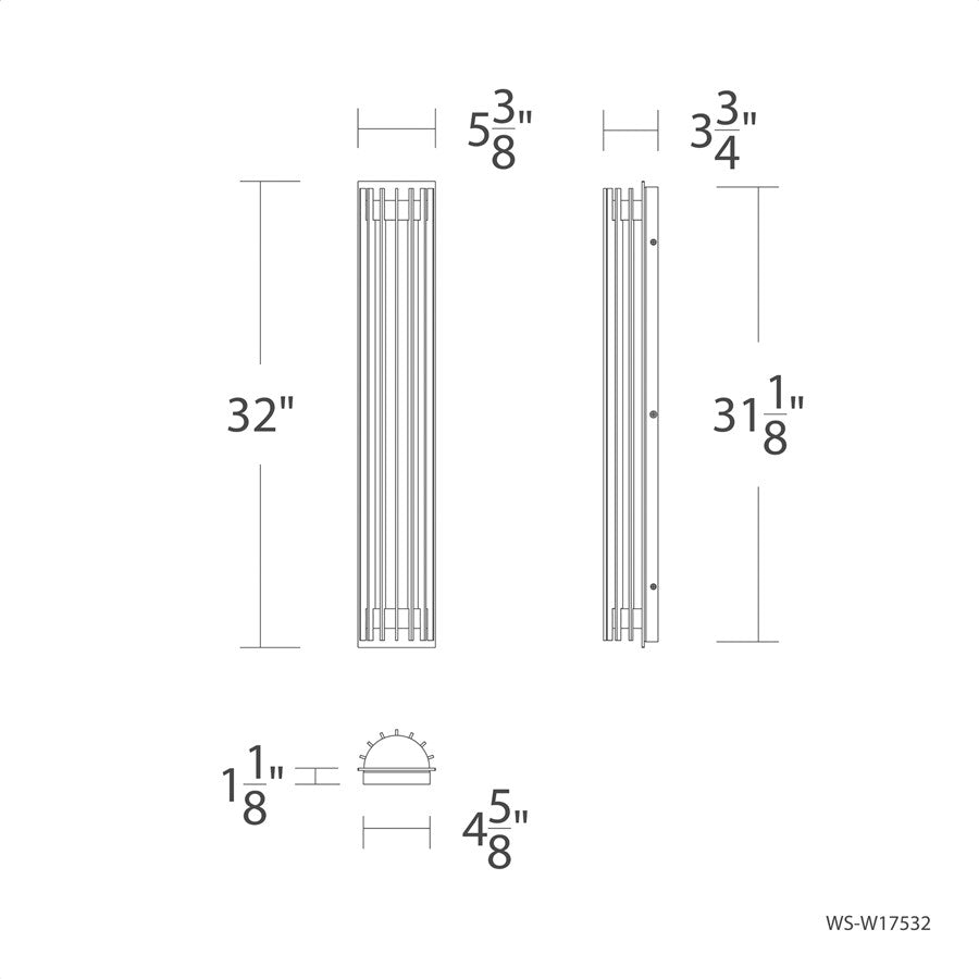 dweLED Moline 1Lt 32" Outdoor Wall Light/2700K, BK/WH Opaque