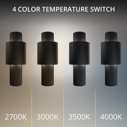 dweLED Piston 1 Light 14" Outdoor Wall Light/3000K, Black