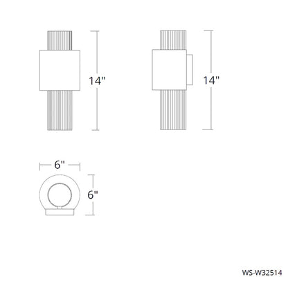 dweLED Piston 1 Light 14" Outdoor Wall Light/3000K, Black