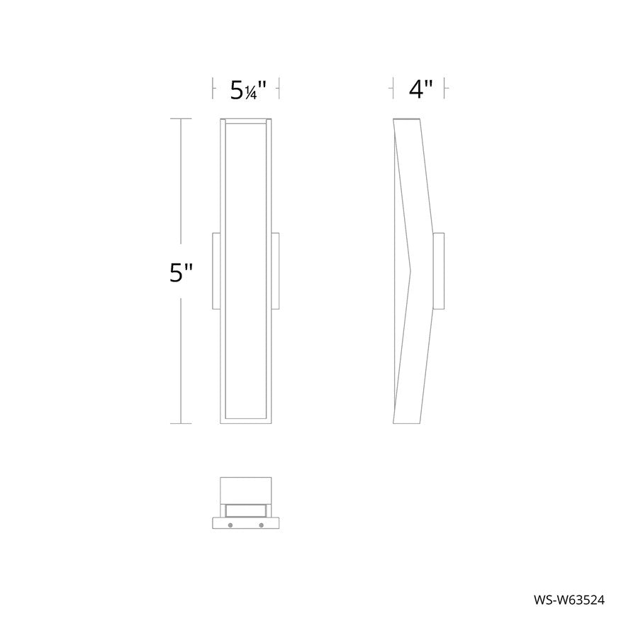 dweLED Jordan 1Lt 24" Outdoor Wall Light/3500K, BK/WH Opaque