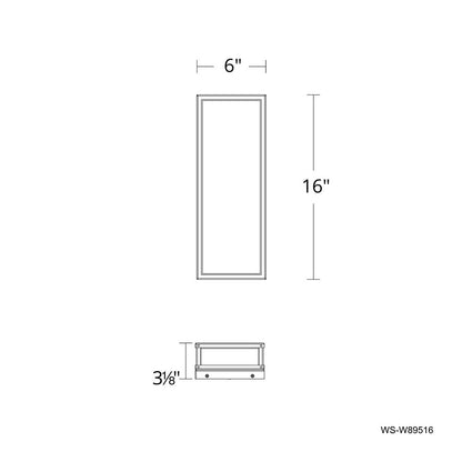 dweLED Beech 1 Light 16" Outdoor Wall Light/3500K, Black/Clear