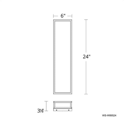 dweLED Beech 1 Light 24" Outdoor Wall Light/3000K, Black/Clear