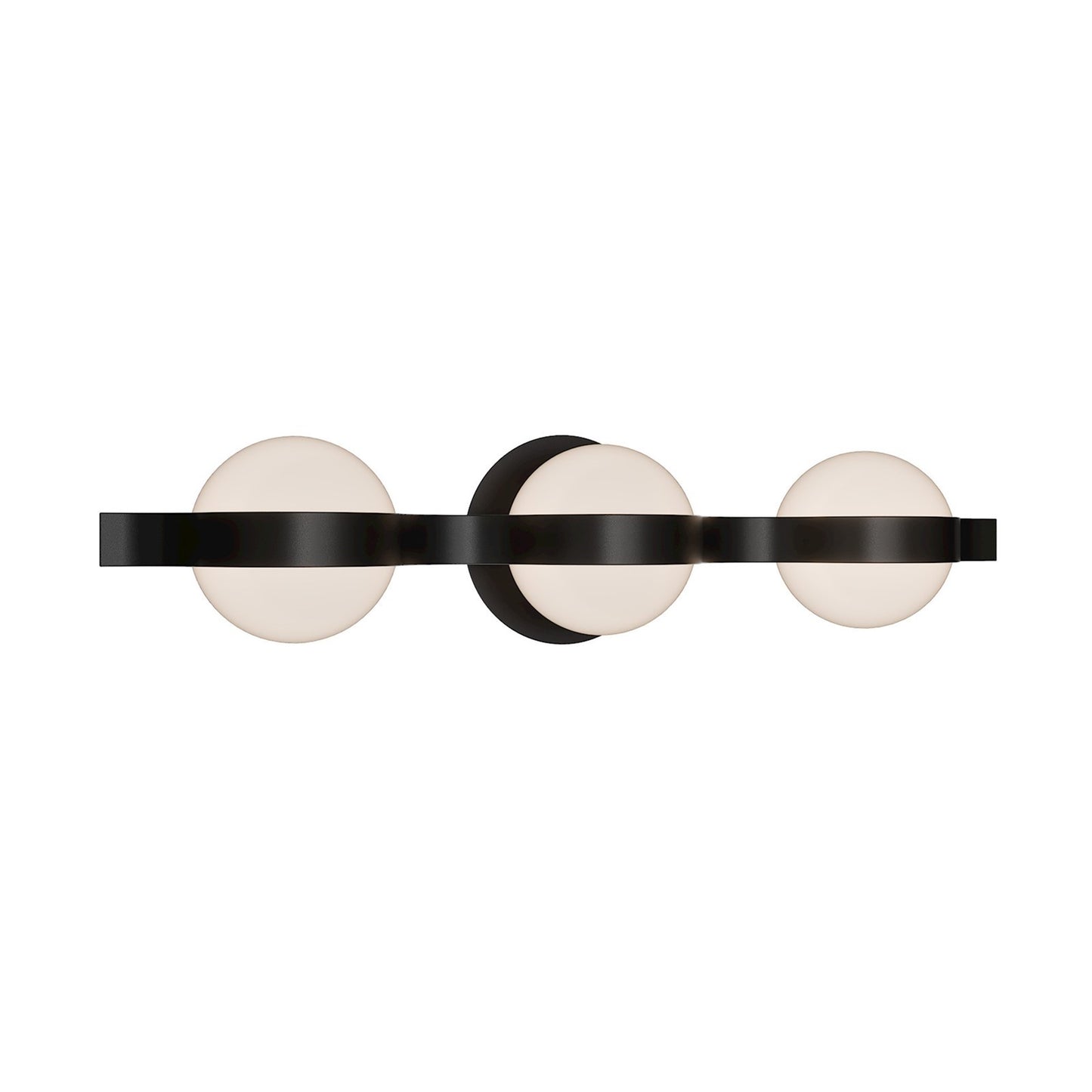 WAC Lighting Ellaria 25in 3-Light Bathroom Vanity Light | Modern Black Aluminum and Opal Glass | Damp Rated Bathroom Vanity & | Model WS104625-TWA-BK