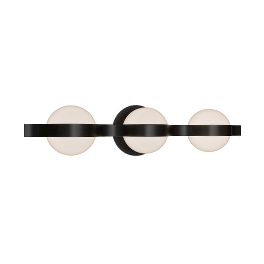 WAC Lighting Ellaria 25in 3-Light Bathroom Vanity Light | Modern Black Aluminum and Opal Glass | Damp Rated Bathroom Vanity & | Model WS104625-TWA-BK