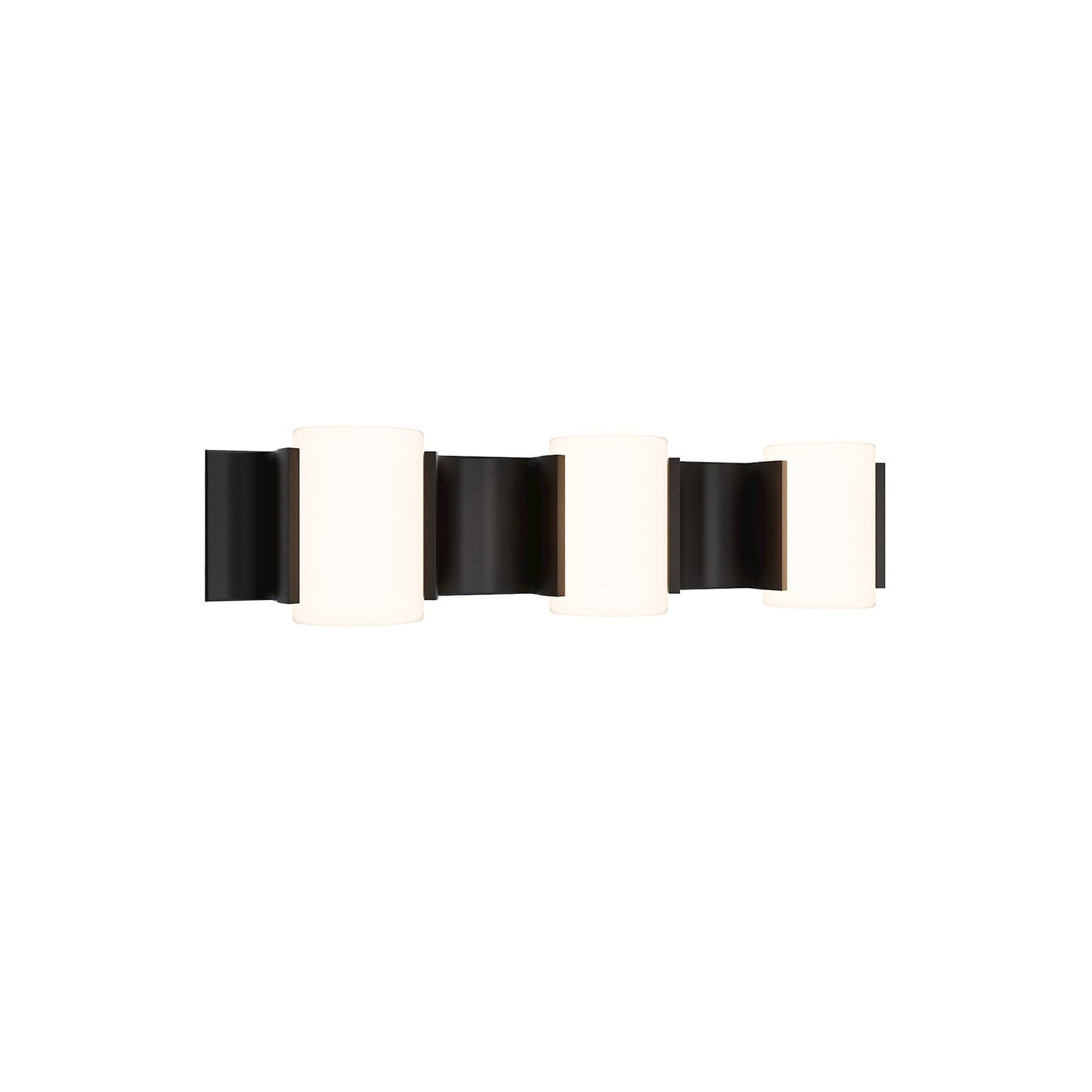 WAC dweLED Circle Line 3Lt Bath Vanity & Wall Light, Blk/Frosted